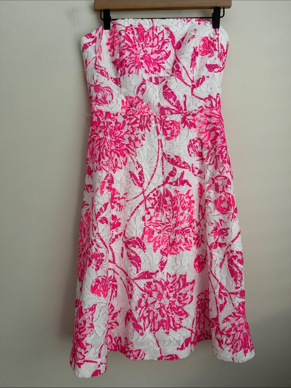 Lilly Pulitzer Sienna corset Strapless Dress 6 Resort White Caliente Pink Lace - Picture 2 of 7